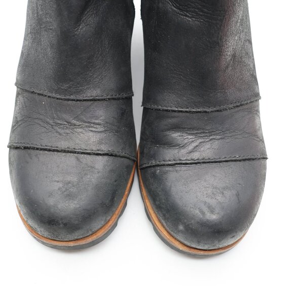 Sorel Joan of Arc Wedge II Women's 6.5 Black Leather Zip Ankle Boots NL2334-010 - Picture 9 of 9